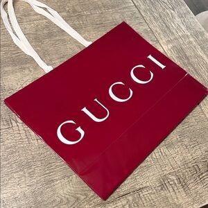 Gucci Burgundy paper bag  with White Straps